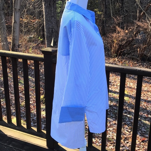 NWT! ZARA Woman Size L White with Blue striped high Top - Picture 3 of 8